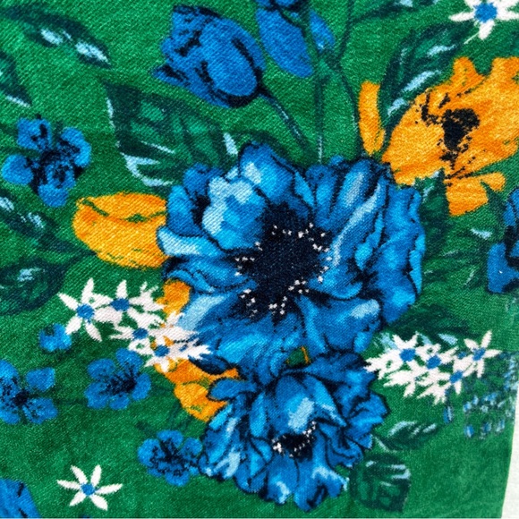 Anthropologie Maeve Colette Green Floral Velvet High-Waisted Wide-Leg Pants - 26 - Picture 4 of 13